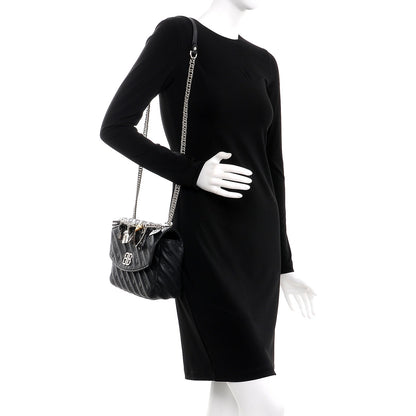 Balenciaga Calfskin Charms Logo Matelasse M BB Round Shoulder Bag Black 2 of 10