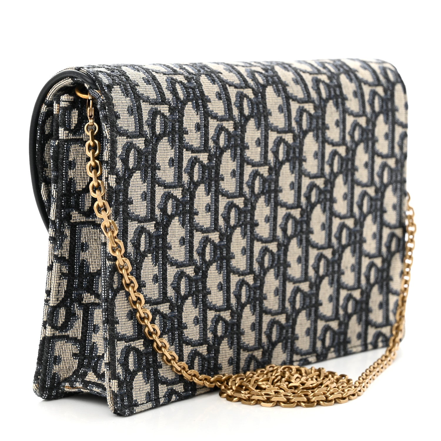 Christian Dior Oblique Saddle Chain Pouch Blue 3 of 10