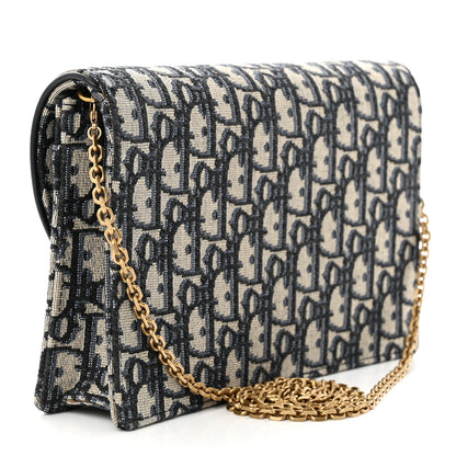 Christian Dior Oblique Saddle Chain Pouch Blue 3 of 10