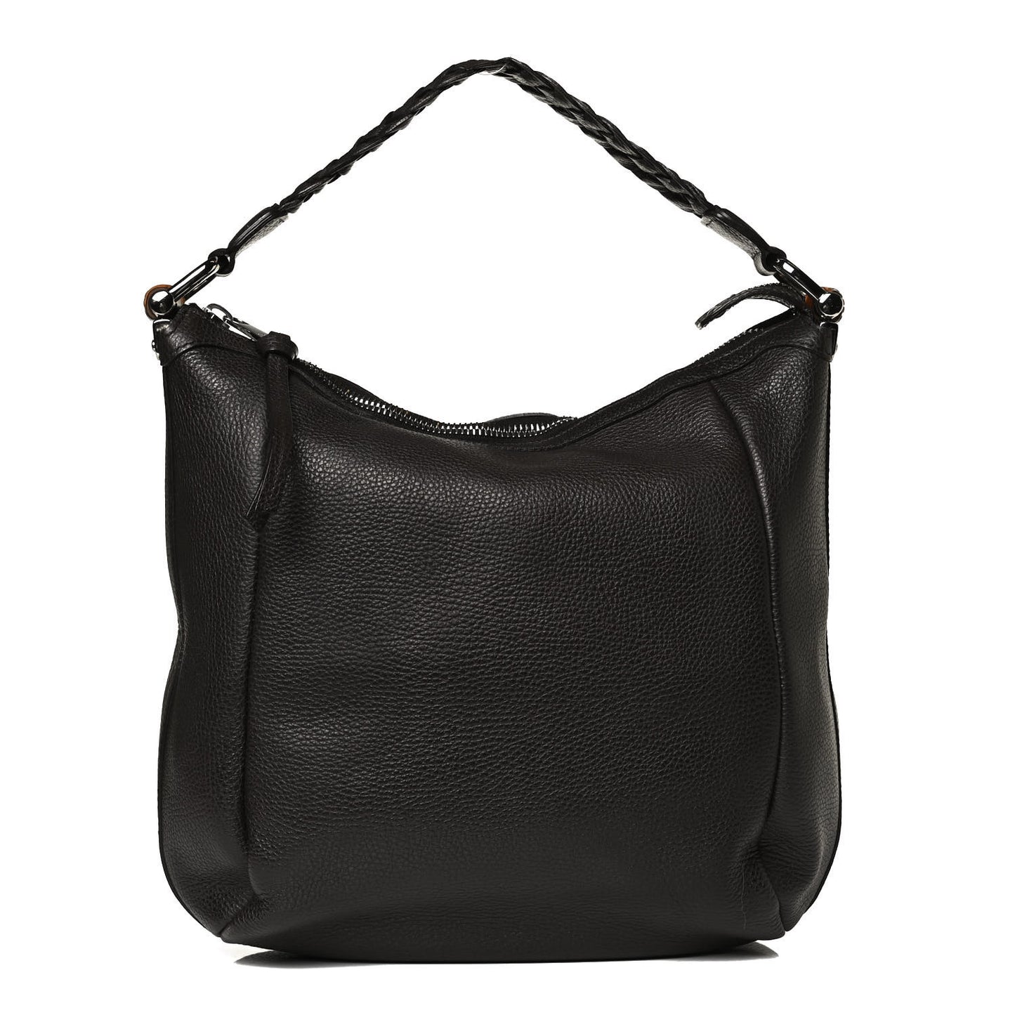Grained Calfskin Bamboo Bar Hobo Dark Brown