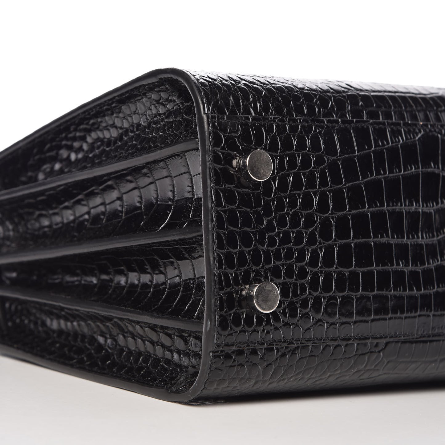 Calfskin Crocodile Embossed Baby Sac De Jour Black