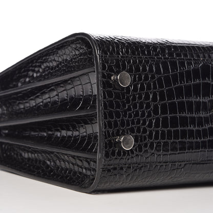 Saint Laurent Calfskin Crocodile Embossed Baby Sac De Jour Black 5 of 10