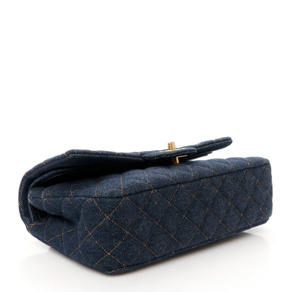 Chanel Denim Quilted Medium Double Flap Dark Blue 4 of 11