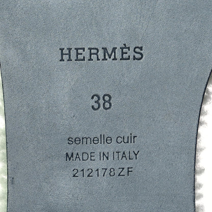 Hermes Woolskin Oran Sandals 38 Vert D’Eau 6 of 7