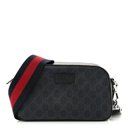 Gucci GG Supreme Monogram Web Shoulder Bag Black Grey 1 of 13