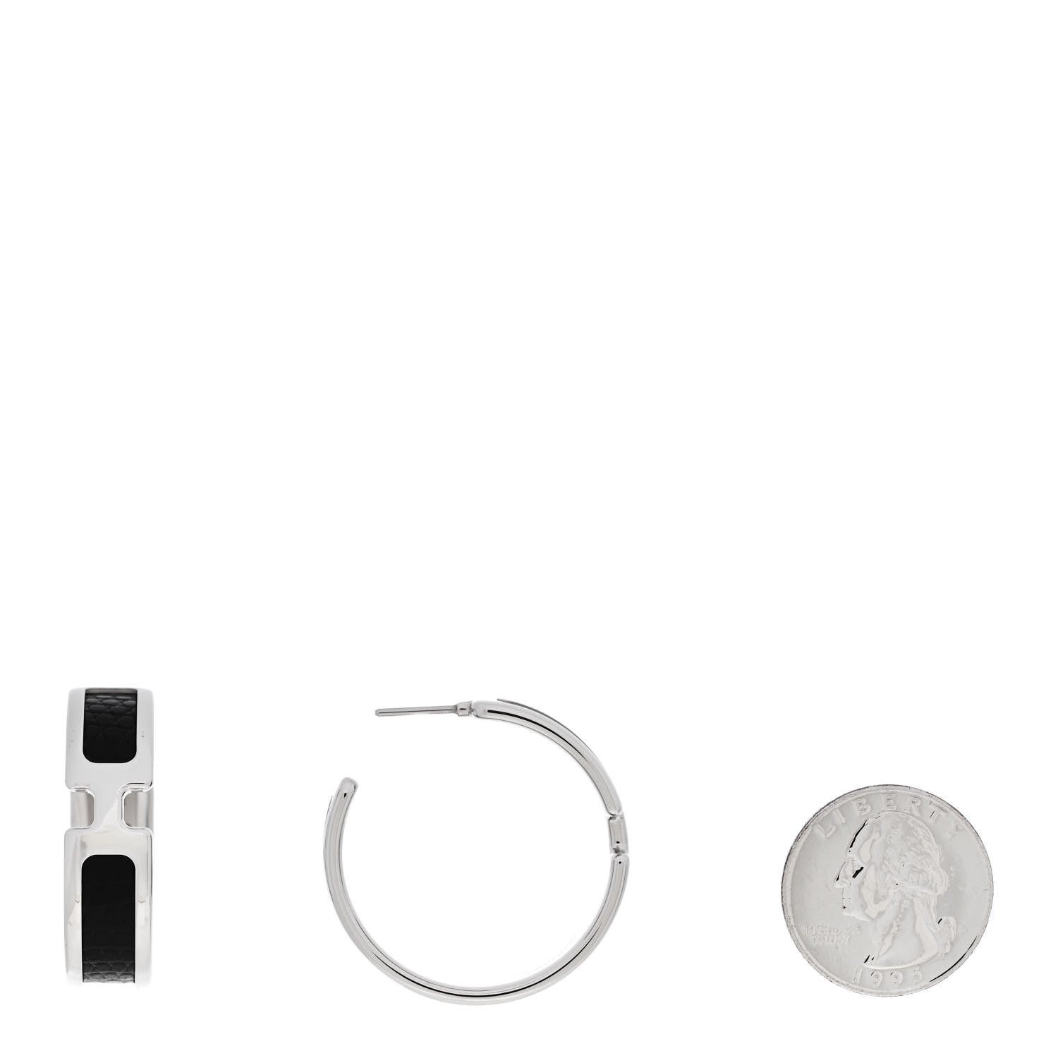 Hermes Lizard Olympe Earrings Black 2 of 4
