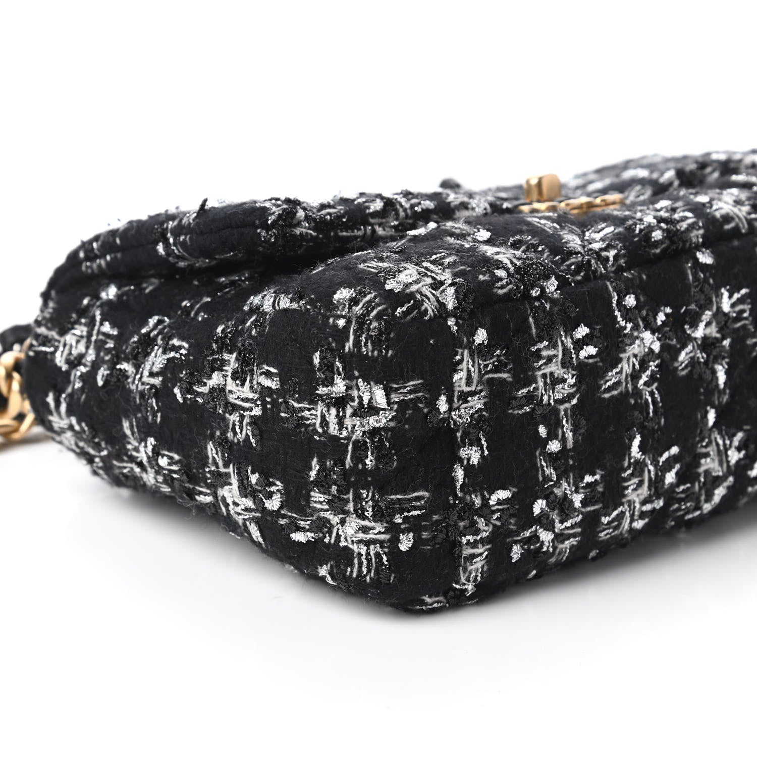 Chanel Tweed Quilted Medium Chanel 19 Flap Black Silver Ecru 6 of 10