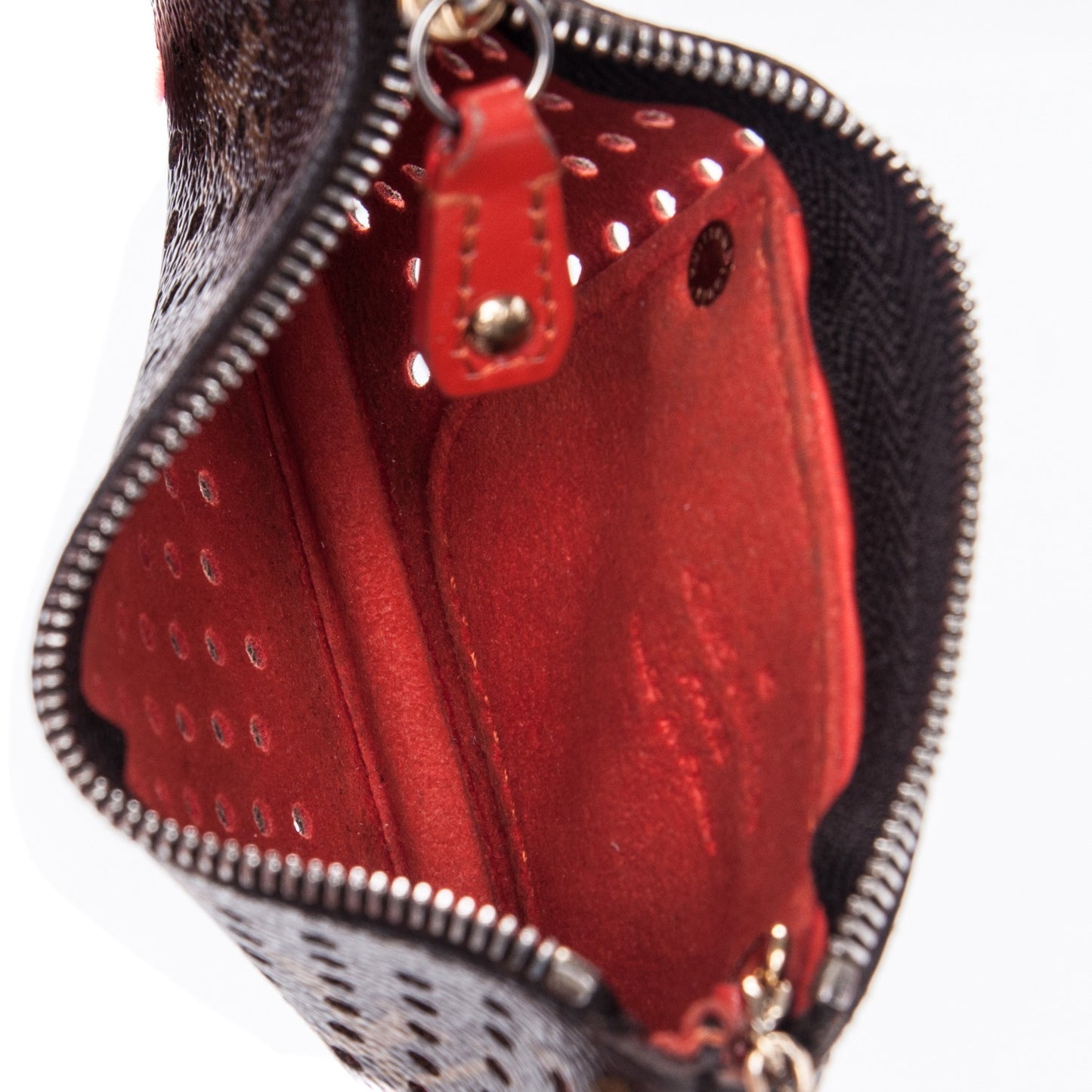 Monogram Perforated Key Pouch Orange