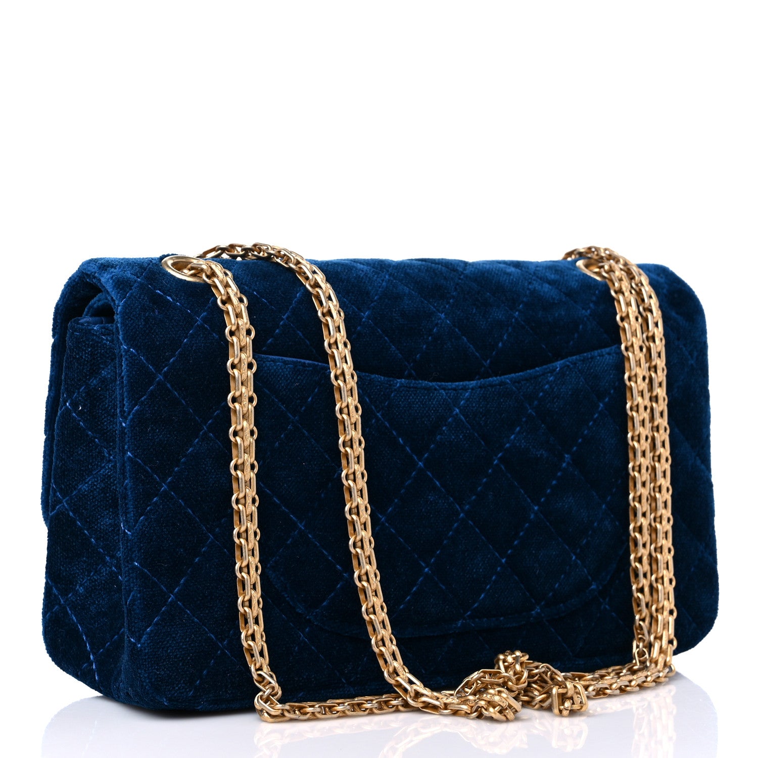 Chanel Velvet Quilted 2.55 Reissue 225 Flap Blue 3 of 10