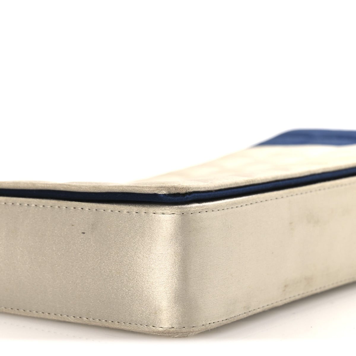 Chanel Satin Chocolate Bar Flap White Blue 9 of 18