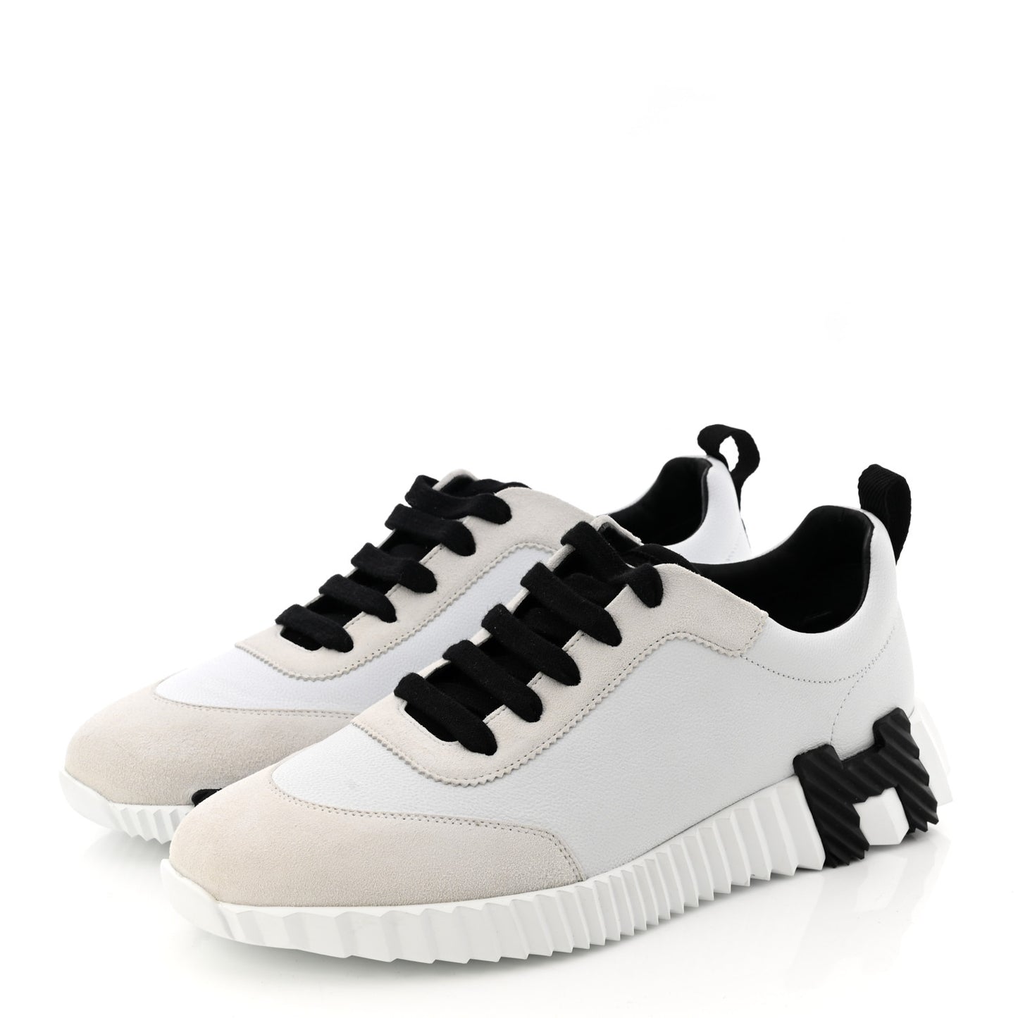Goatskin Suede Goatskin Bouncing Sneakers 40 White Black