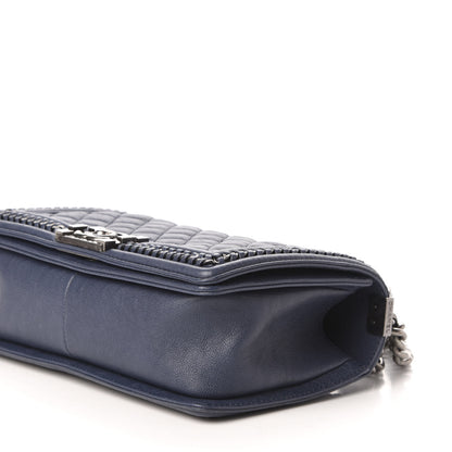 Chanel Calfskin Quilted Medium Top Handle Boy Flap Blue 9 of 10