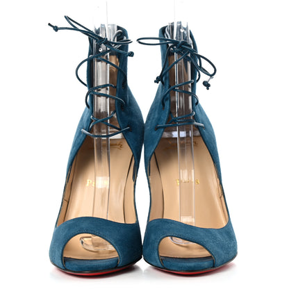 Christian Louboutin Suede Megavamp 100 Lace Up Pumps 37 Espadon 2 of 11