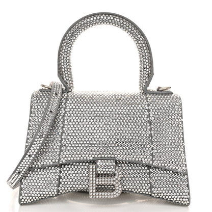 Balenciaga Strass Suede Hourglass Top Handle Bag XS Smoke Grey Crystal 1 of 11