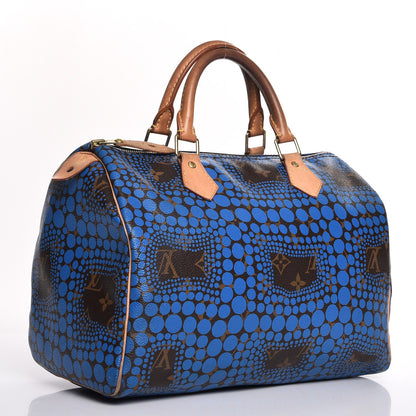 Louis Vuitton Monogram Kusama Town Speedy 30 Blue 3 of 15