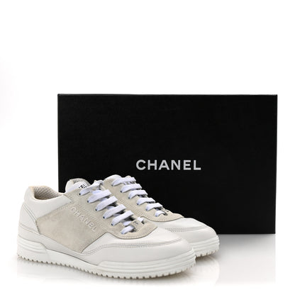 Chanel Calfskin Suede Coco Mark Logo Womens Sneakers 35.5 White 10 of 10