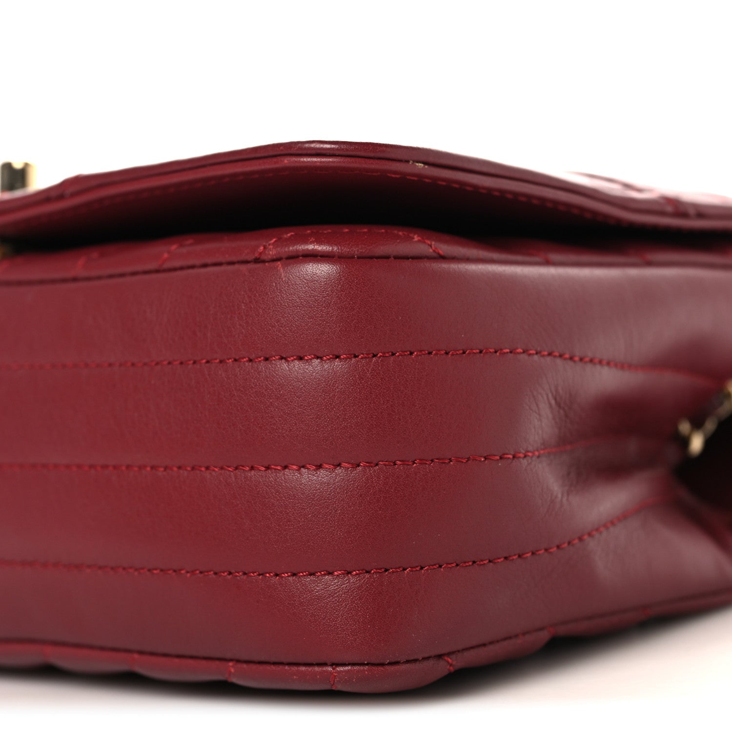 Chanel Calfskin Chevron Quilted Mini Statement Flap Burgundy 10 of 10