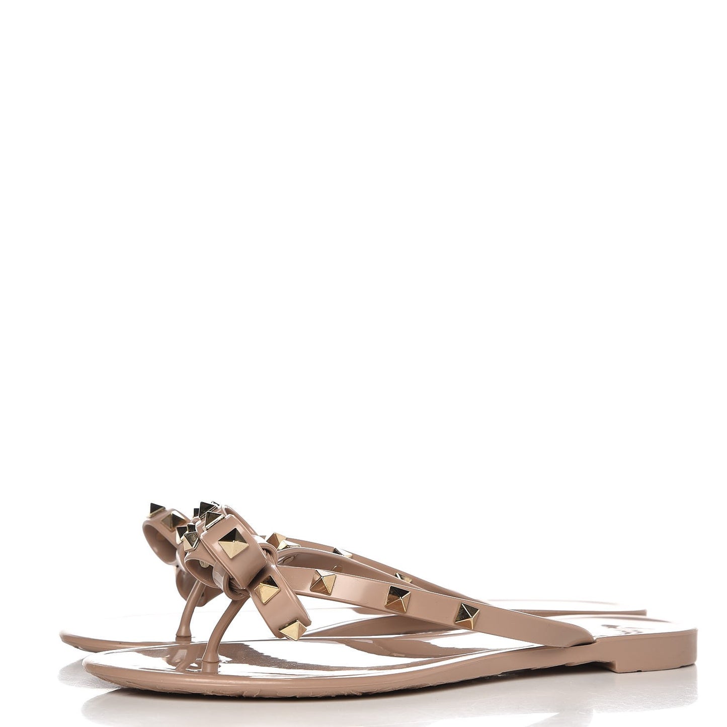 PVC Jelly Rockstud Bow Thong Sandals 38 Poudre