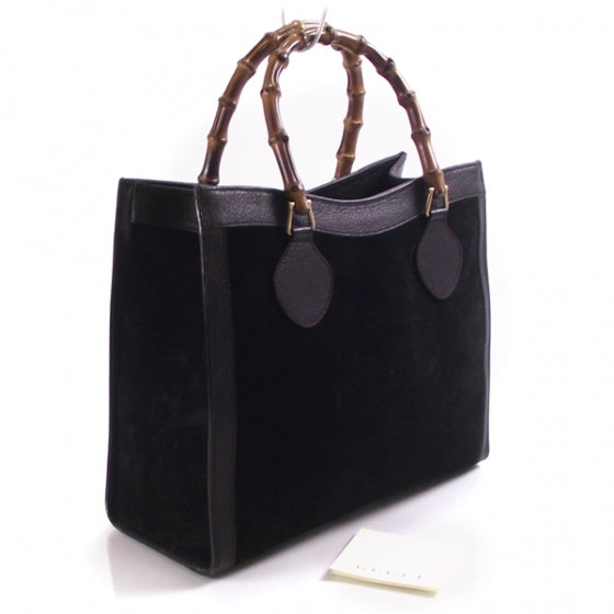 Suede Bamboo Handle Tote