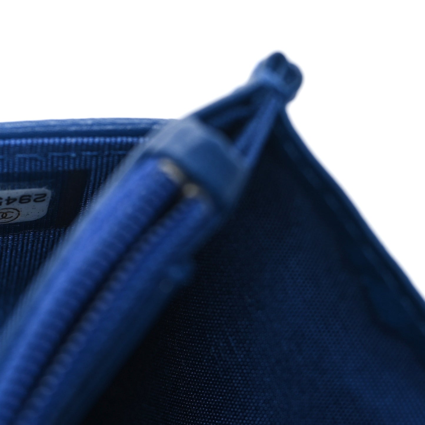 Shiny Goatskin Quilted Chanel 19 Wallet On Chain WOC  Blue