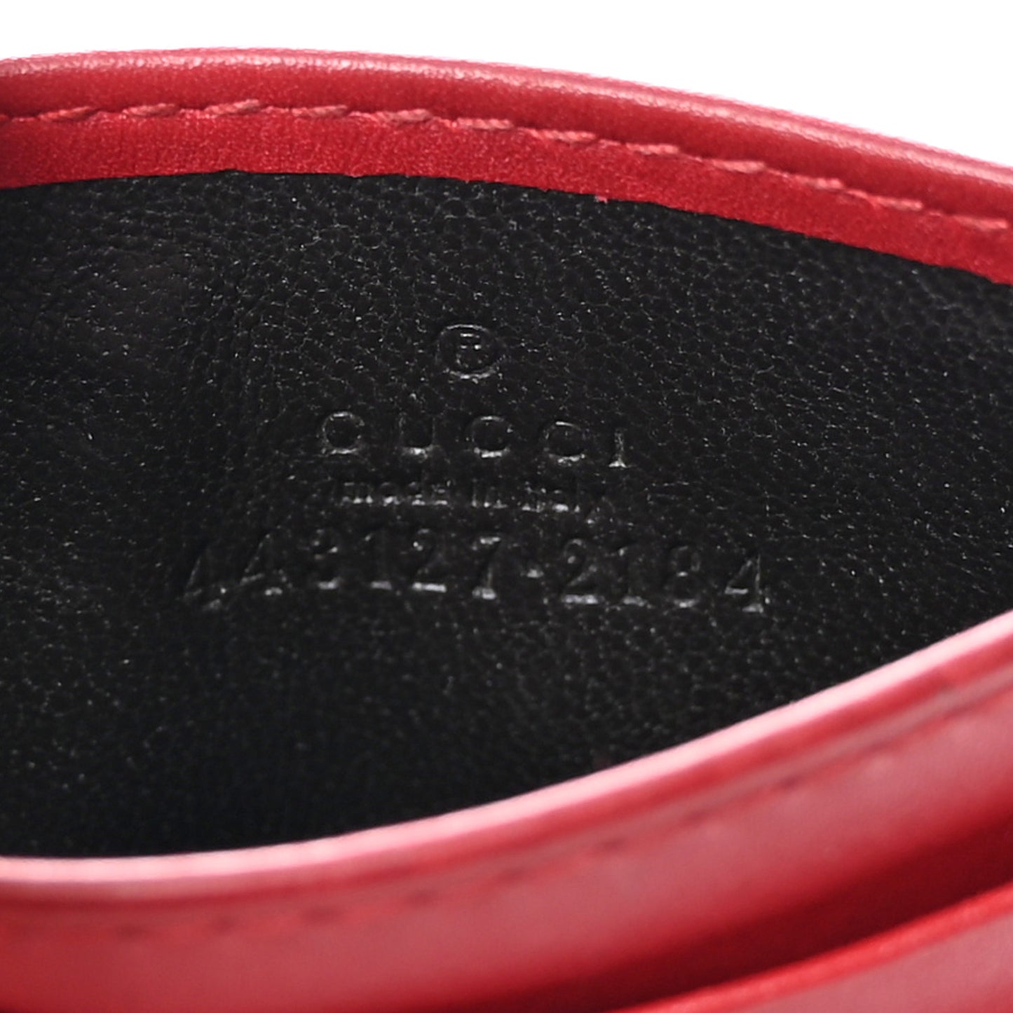 Calfskin Matelasse GG Marmont Card Holder Hibiscus Red