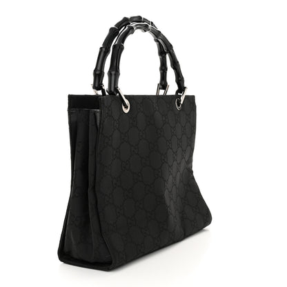 Gucci Nylon Monogram Bamboo Handle Bag Black 3 of 17