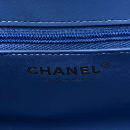 Chanel Shiny Aged Calfskin Quilted Nano Kelly Shopper Blue 6 of 10