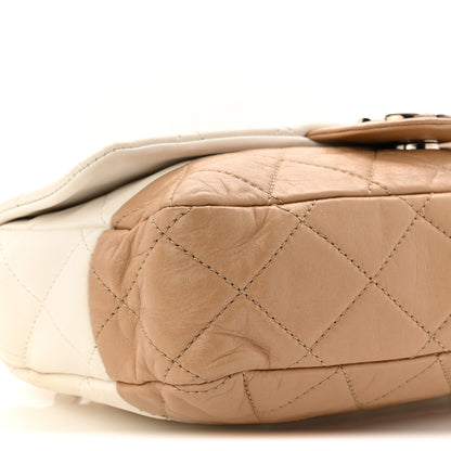 Chanel Lambskin Quilted Bi-Color Medium Single Flap White Beige 9 of 10