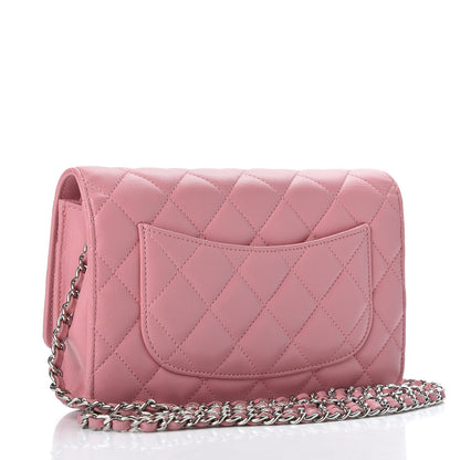 Chanel Lambskin Quilted Wallet On Chain WOC Pink 2 of 9