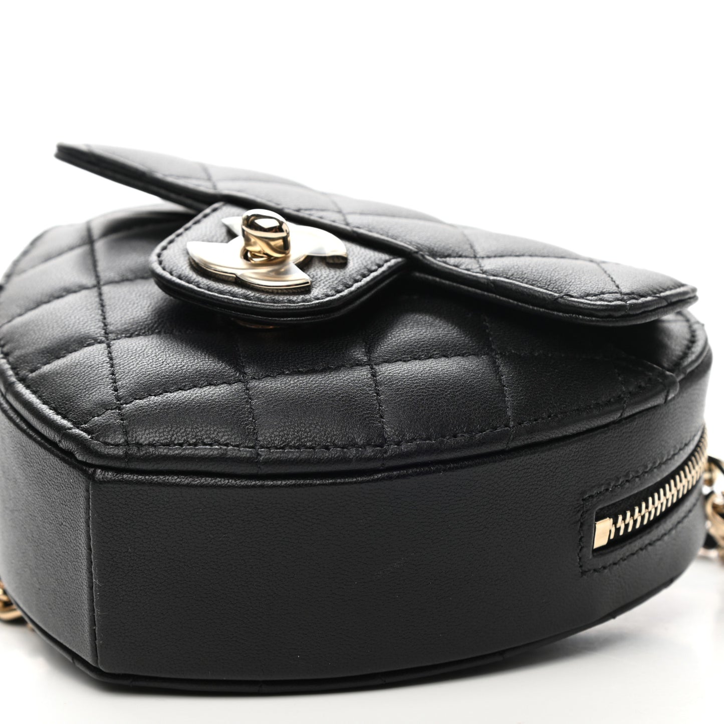 Lambskin Quilted CC In Love Heart Clutch With Chain Black