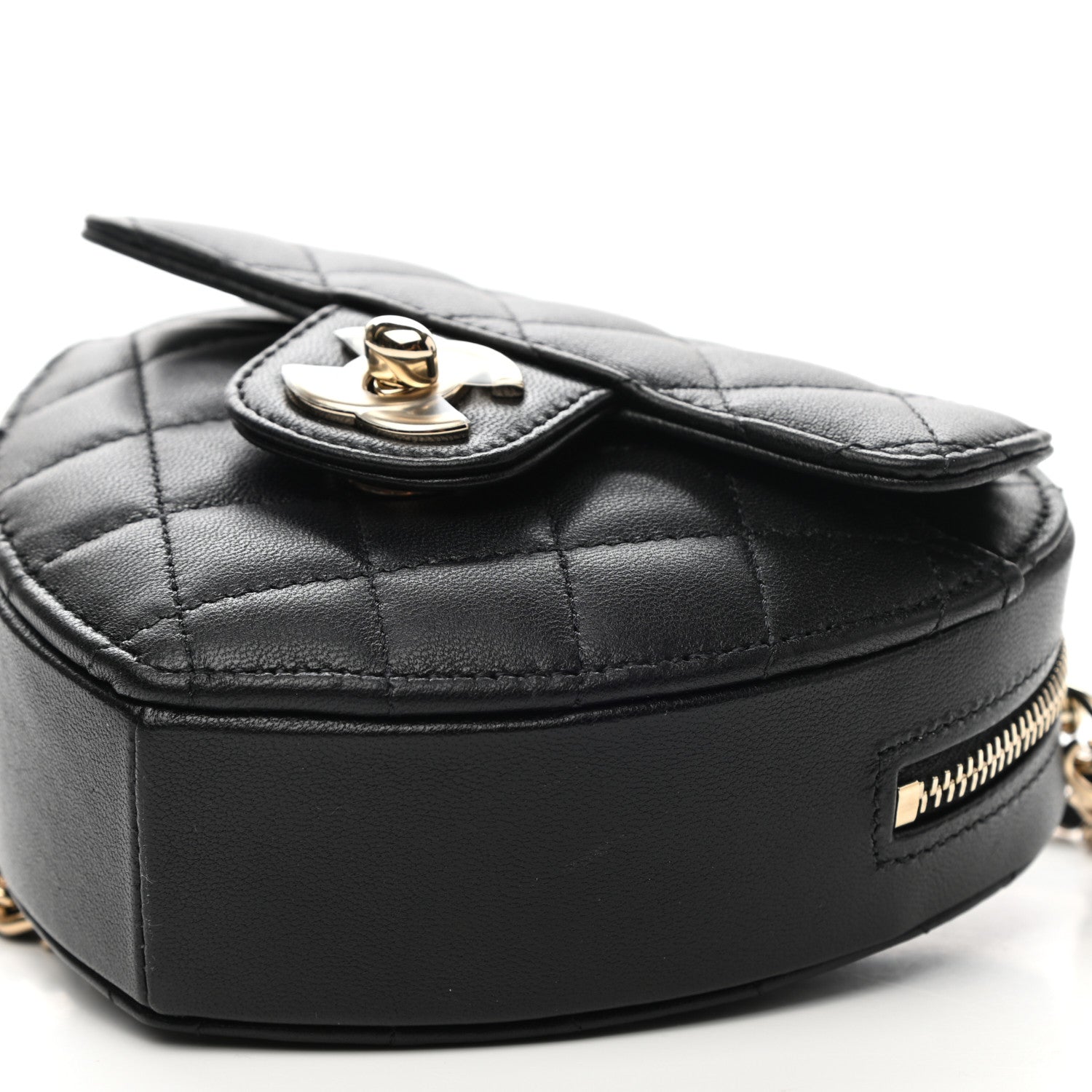 Chanel Lambskin Quilted CC In Love Heart Clutch With Chain Black 5 of 10
