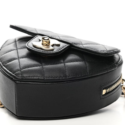 Chanel Lambskin Quilted CC In Love Heart Clutch With Chain Black 5 of 10