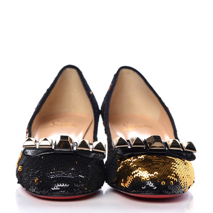 Christian Louboutin Paillettes Zerlisixtyfive 35 Caresse 36 Black Gold 2 of 8