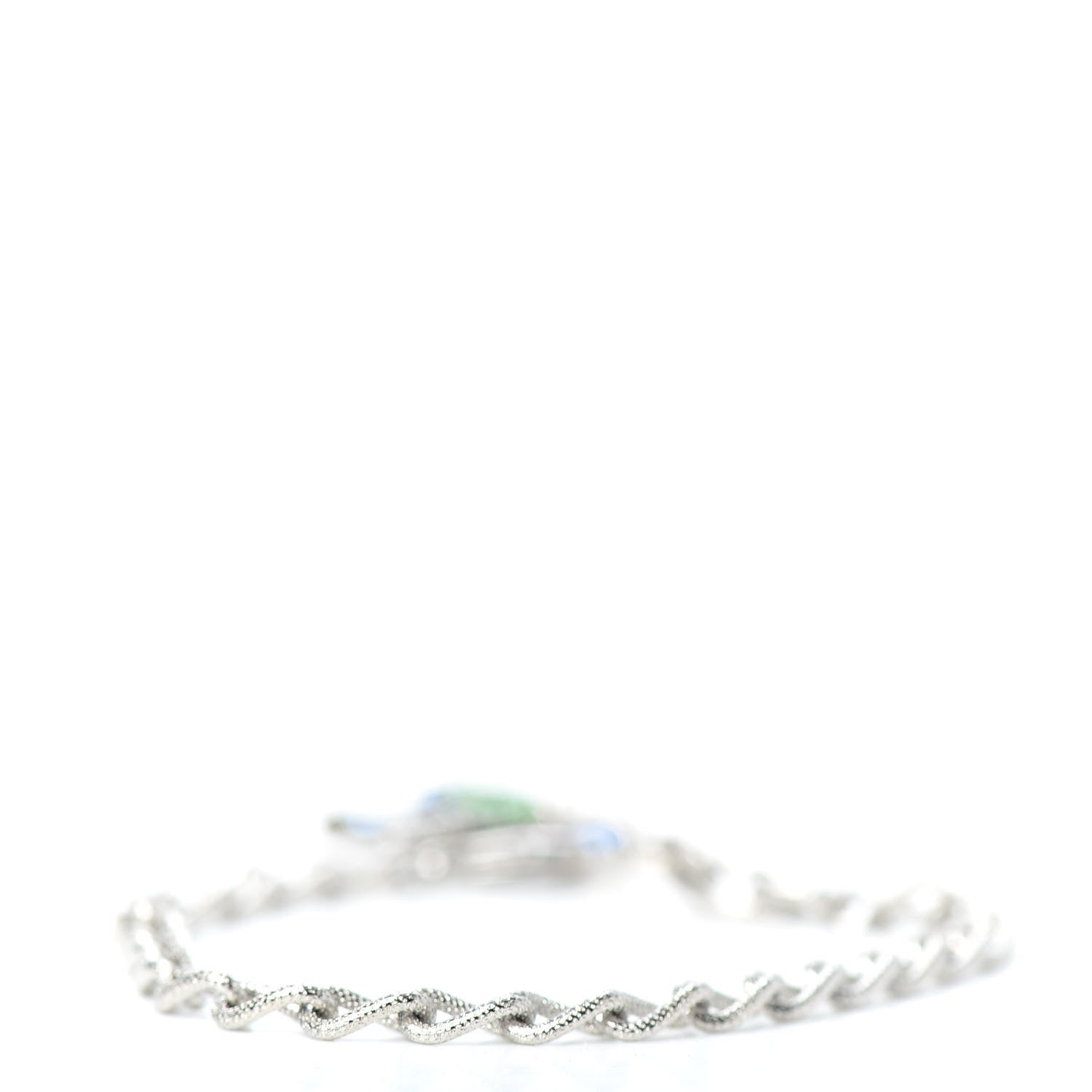 Chanel Baguette Crystal CC Bracelet Silver Green Blue 3 of 5