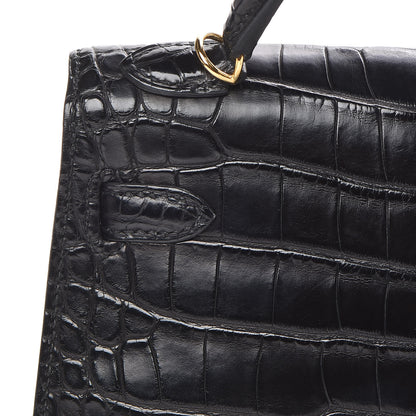 Hermes Matte Alligator Mini Kelly Sellier 20 Black 11 of 33