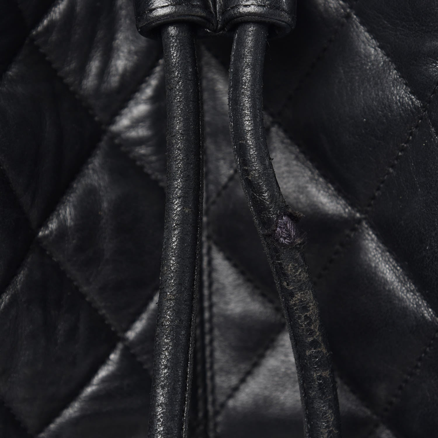 Chanel Lambskin Quilted Drawstring Bag Black 19 of 39