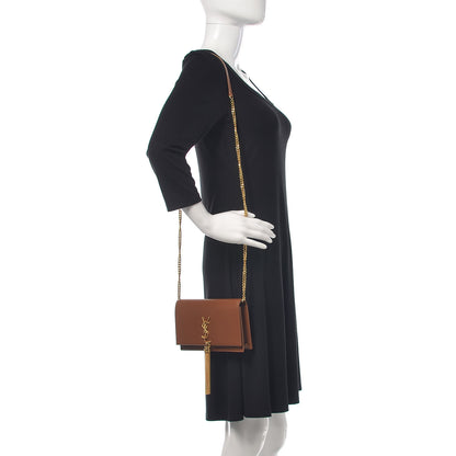 Saint Laurent Smooth Calfskin Classic Monogram Kate Tassel Chain Wallet Brown 2 of 8