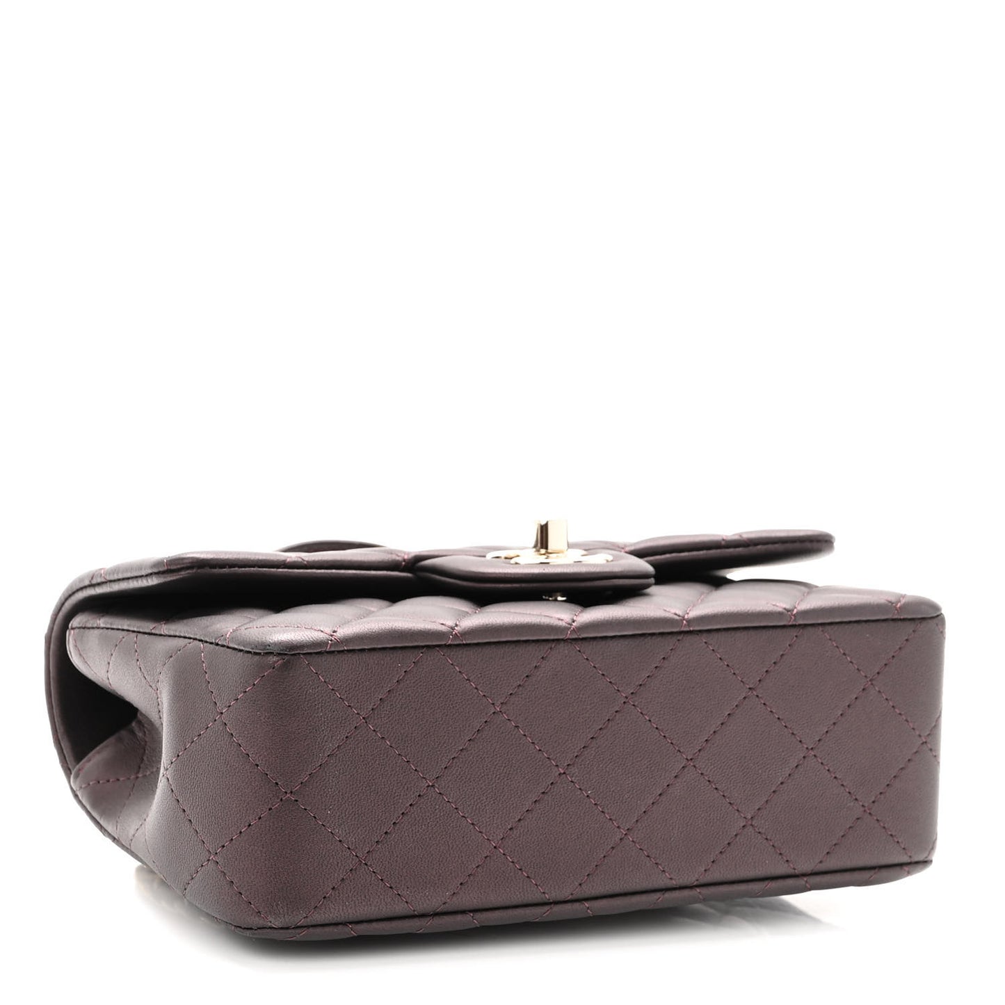 Iridescent Lambskin Quilted Mini Top Handle Rectangular Flap Burgundy
