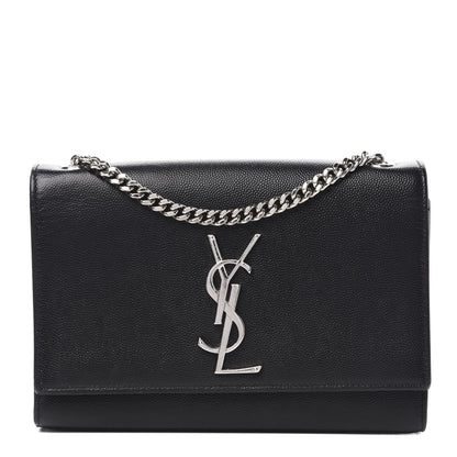 Saint Laurent Grain De Poudre Small Monogram Kate Satchel Black 1 of 11