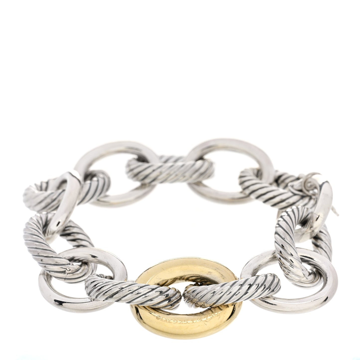 Sterling Silver 18K Yellow Gold 19mm Extra Large Oval Link Bracelet