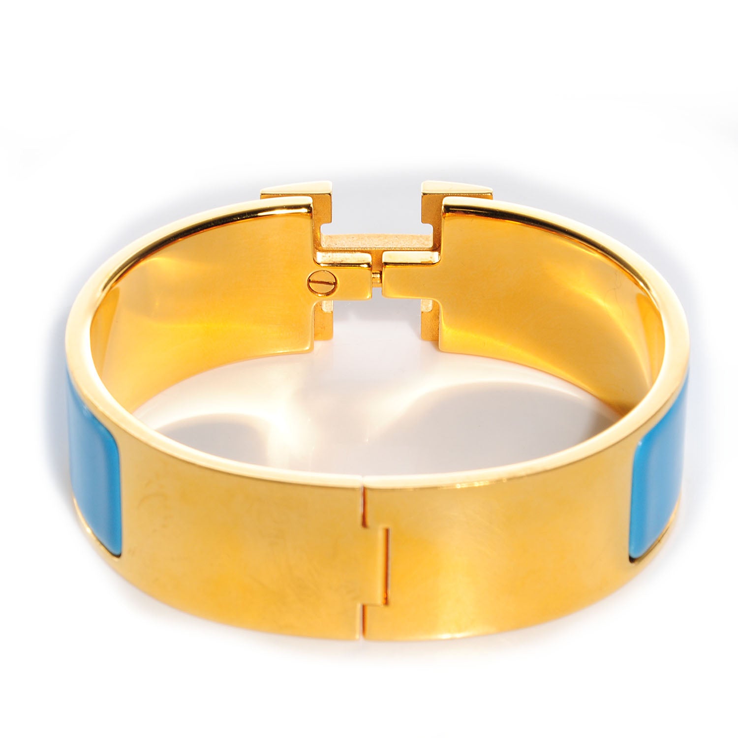 Hermes Enamel Wide Clic Clac H Bracelet GM Bleu Azure 4 of 5