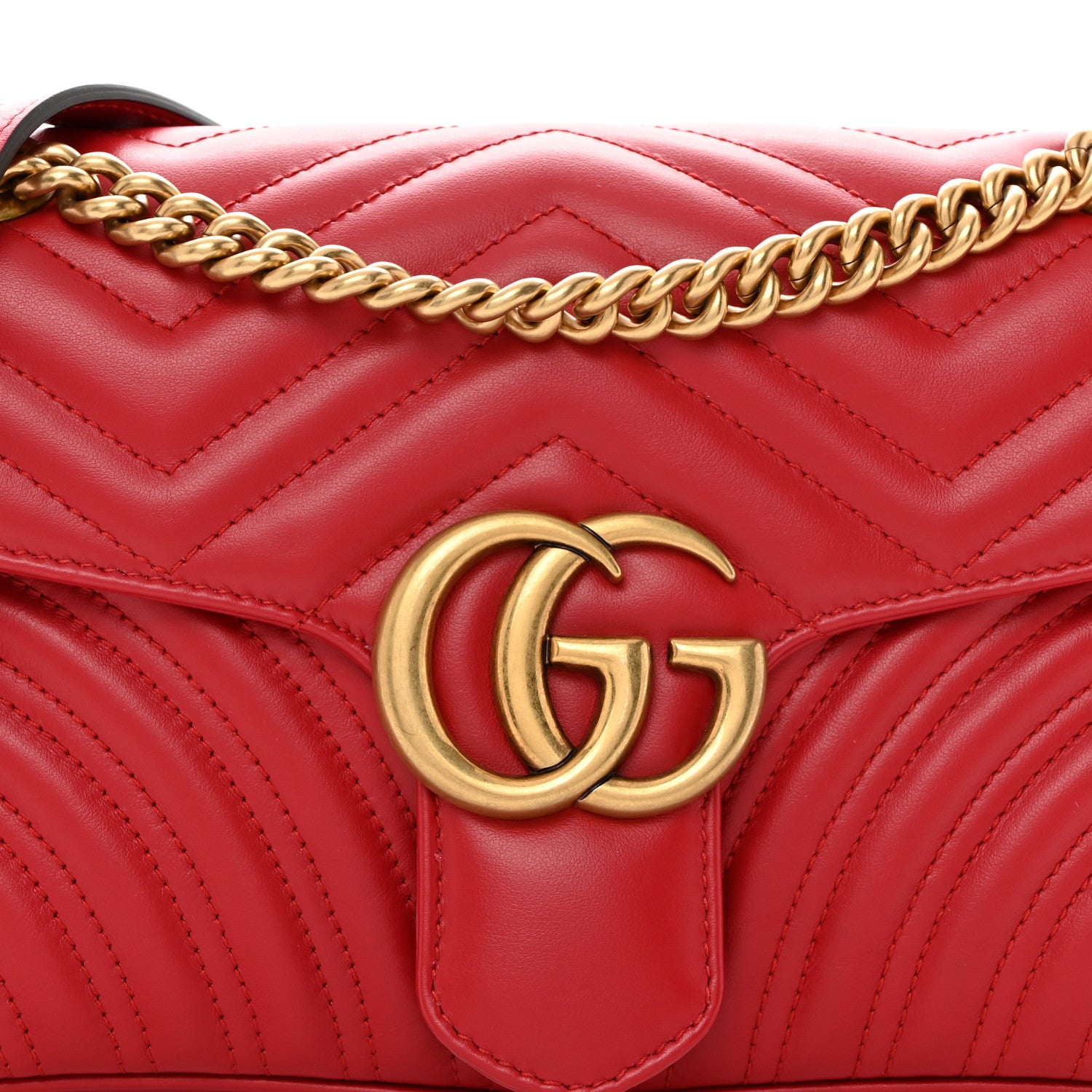 Gucci Calfskin Matelasse Small GG Marmont Shoulder Bag Hibiscus Red 8 of 10