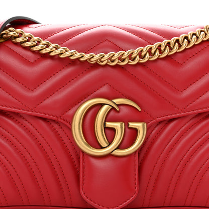 Gucci Calfskin Matelasse Small GG Marmont Shoulder Bag Hibiscus Red 8 of 10
