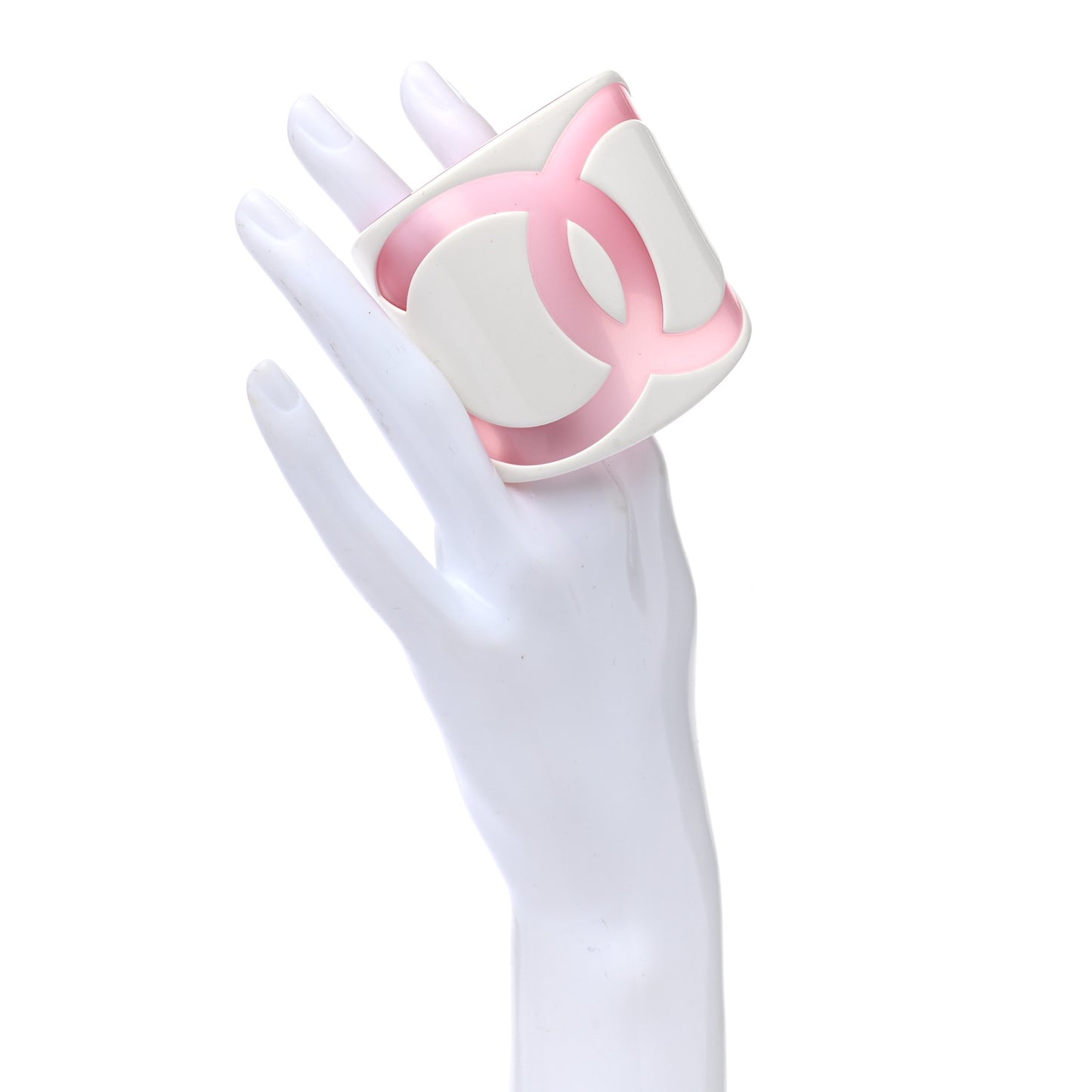 Resin CC Wide Cuff White Pink