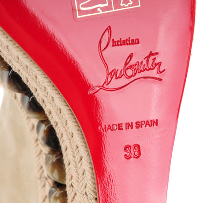 Christian Louboutin Veau Velours Cataclou 120 Wedge Sandals 38 Sable Corne 6 of 7