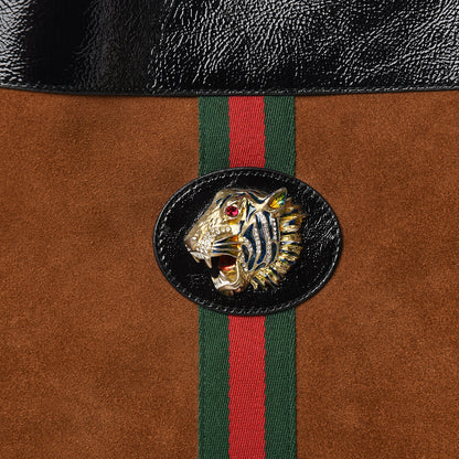 Gucci Suede Patent Large Rajah Chain Tote Nocciola Black 12 of 12