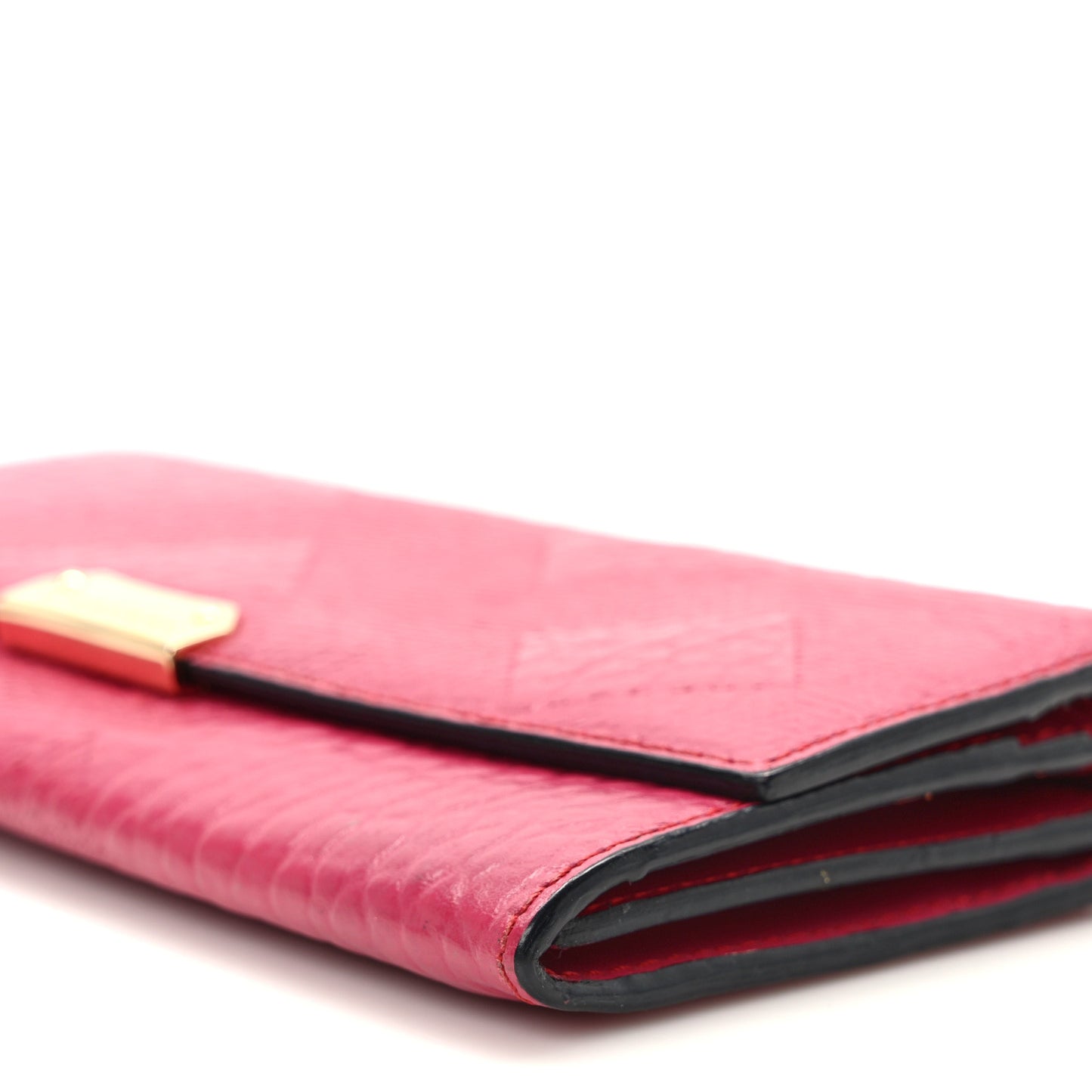 Signature Grain Calfskin Check Embossed Porter Continental Wallet Dark Plum