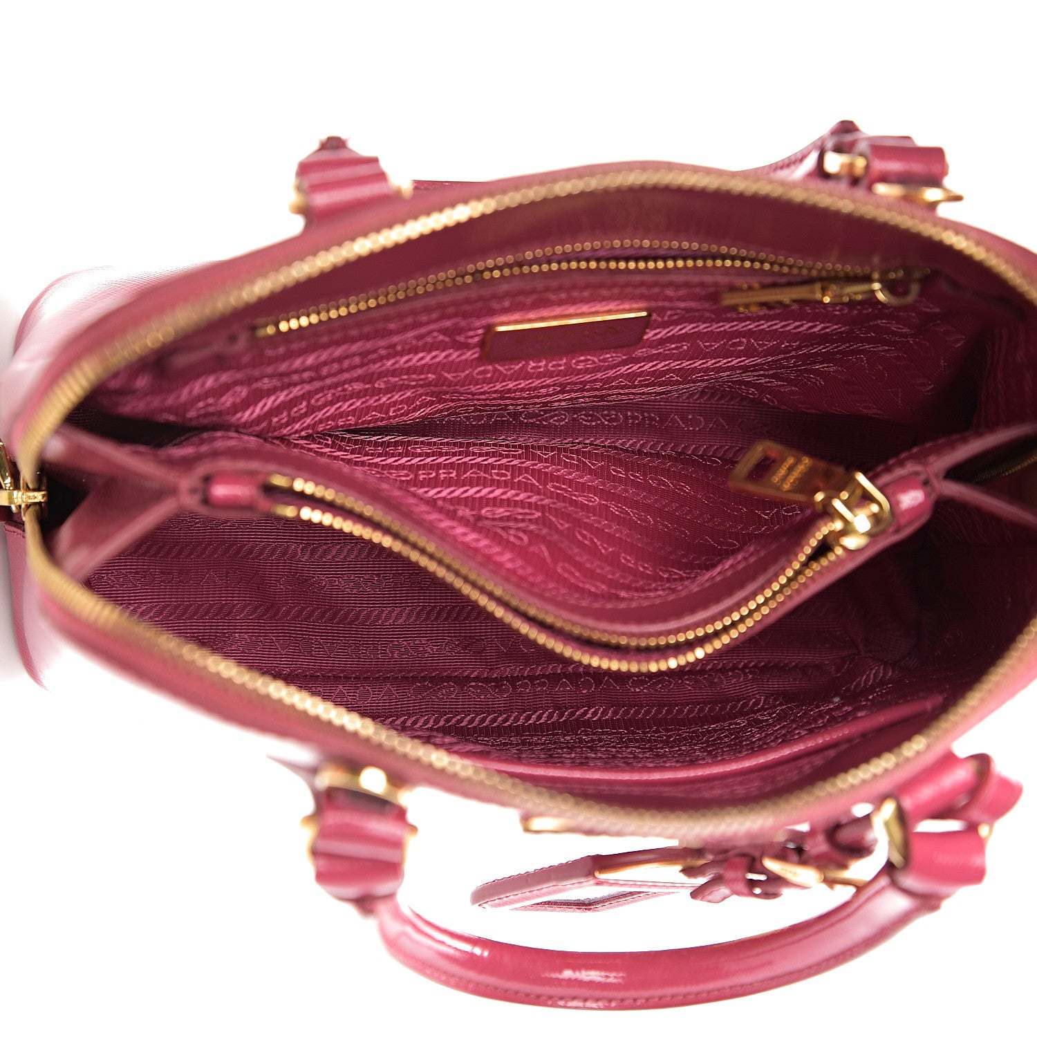 Prada Saffiano Vernice Small Promenade Tote Peonia 4 of 10