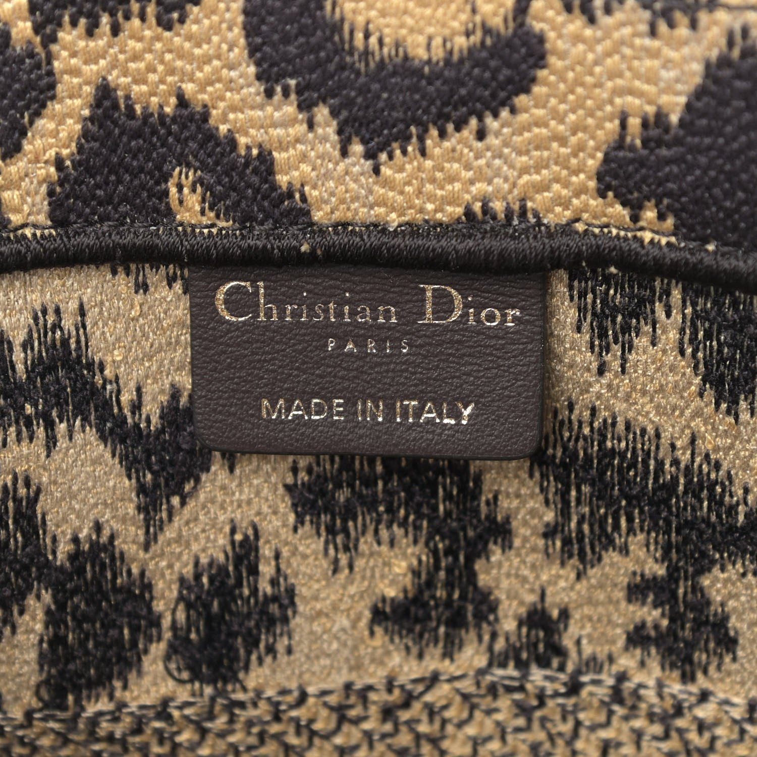 Christian Dior Canvas Mizza Embroidered Medium Leopard Book Tote Beige 5 of 11