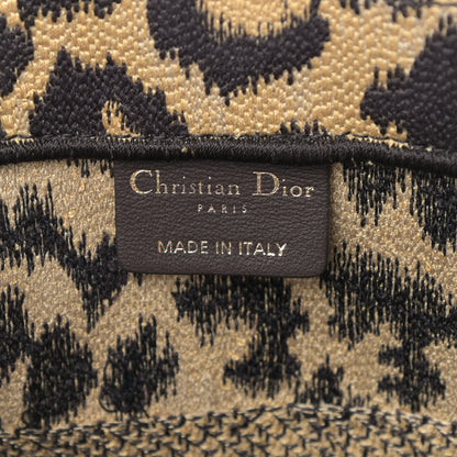 Christian Dior Canvas Mizza Embroidered Medium Leopard Book Tote Beige 5 of 11